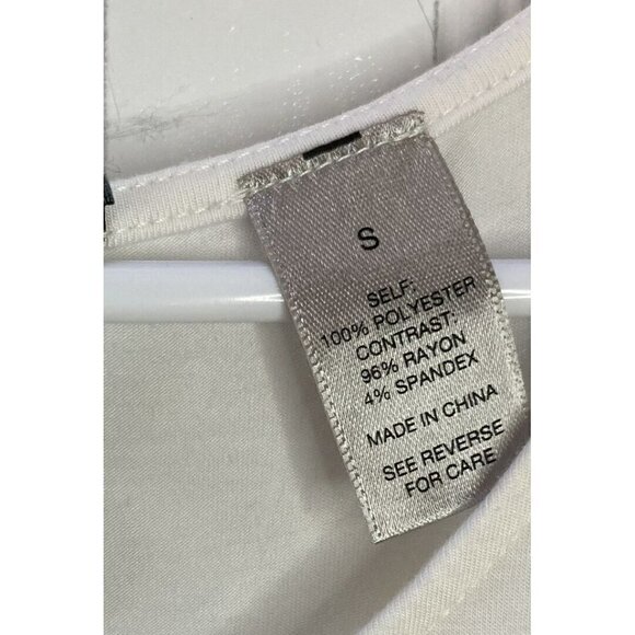 bke Boutique Women’s Cream Blush Tan Embroidered Chiffon Shark Hem Top Blouse-S - Picture 8 of 8